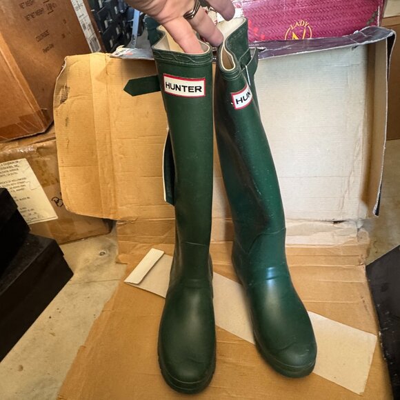 SCOTLAND Wellie Hunter Rain Boot Original Classic Tall Green 7 8 39 Wellington - Picture 7 of 13